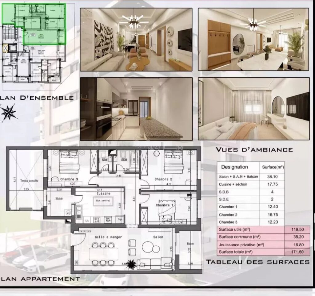A VENDRE – Appartement S+3 à Sahloul 2 – Jamais Habité