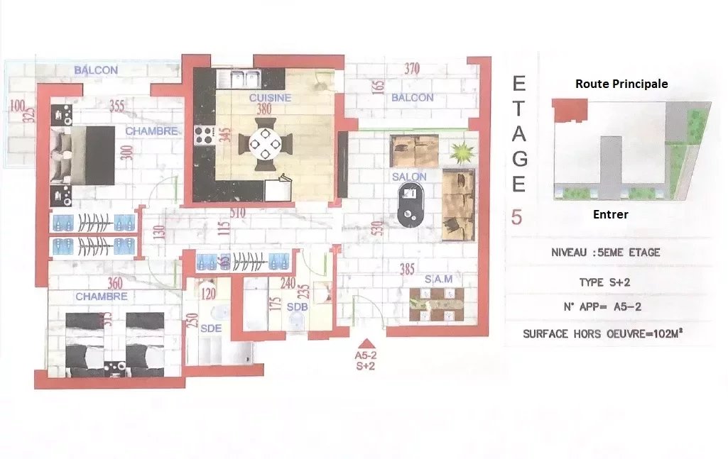 Appartement S+2 à Vendre – Très Haut Standing – Khzema, Sousse