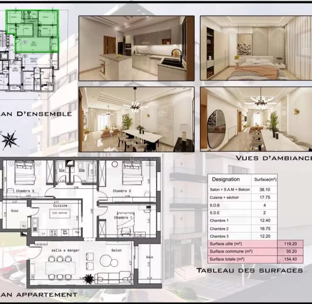 A VENDRE – Appartement S+3 à Sahloul 2 – Jamais Habité